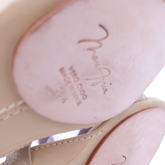 NIB MAX Azria Freja Flat Sandals Sz 36.5 Gold Metallic Strappy Ankle Strap - Picture 10 of 12